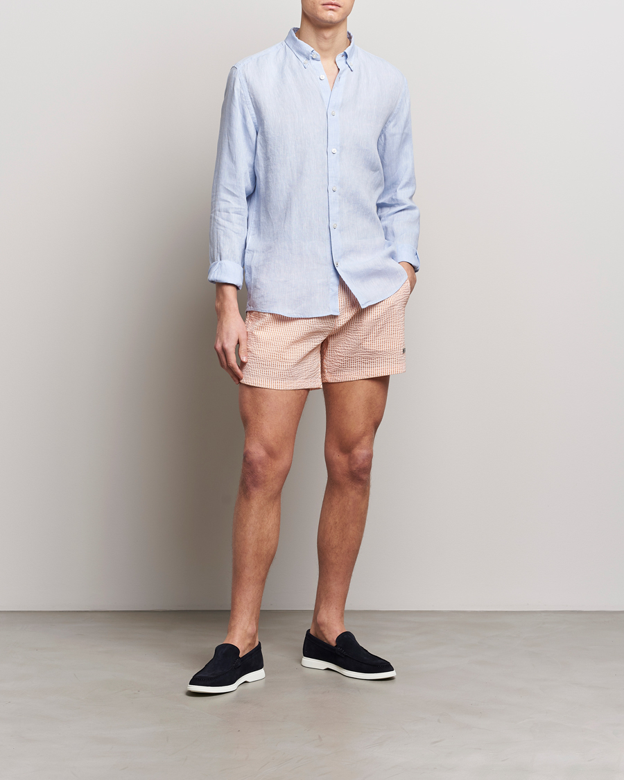Uomini | Costumi da bagno | BOSS BLACK | Velvetfish Seersucker Swimshorts Orange