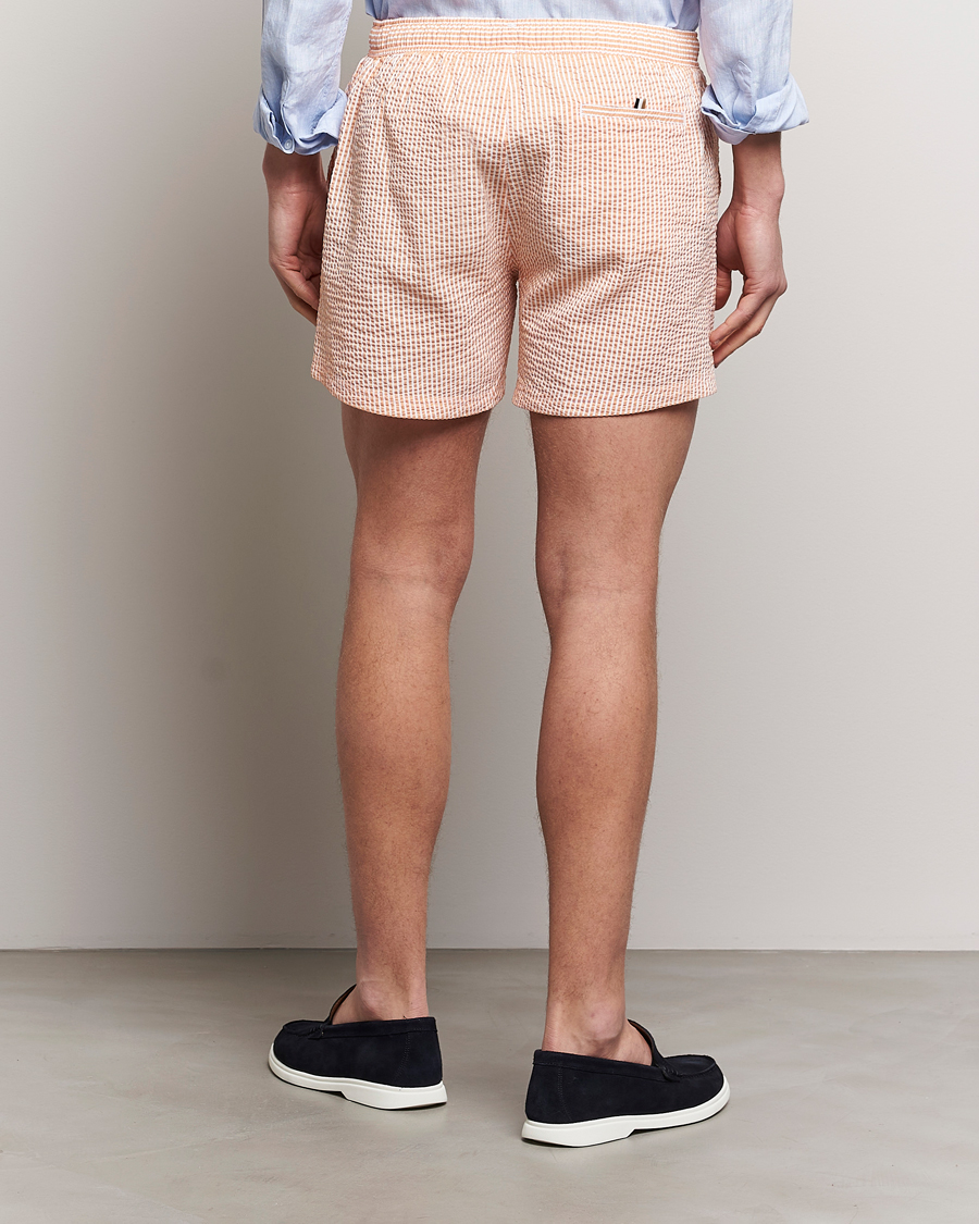 Uomini | Costumi da bagno | BOSS BLACK | Velvetfish Seersucker Swimshorts Orange