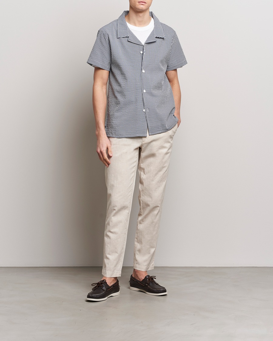 Uomini | Camicie | BOSS BLACK | Short Sleeve Open Collar Shirt Navy