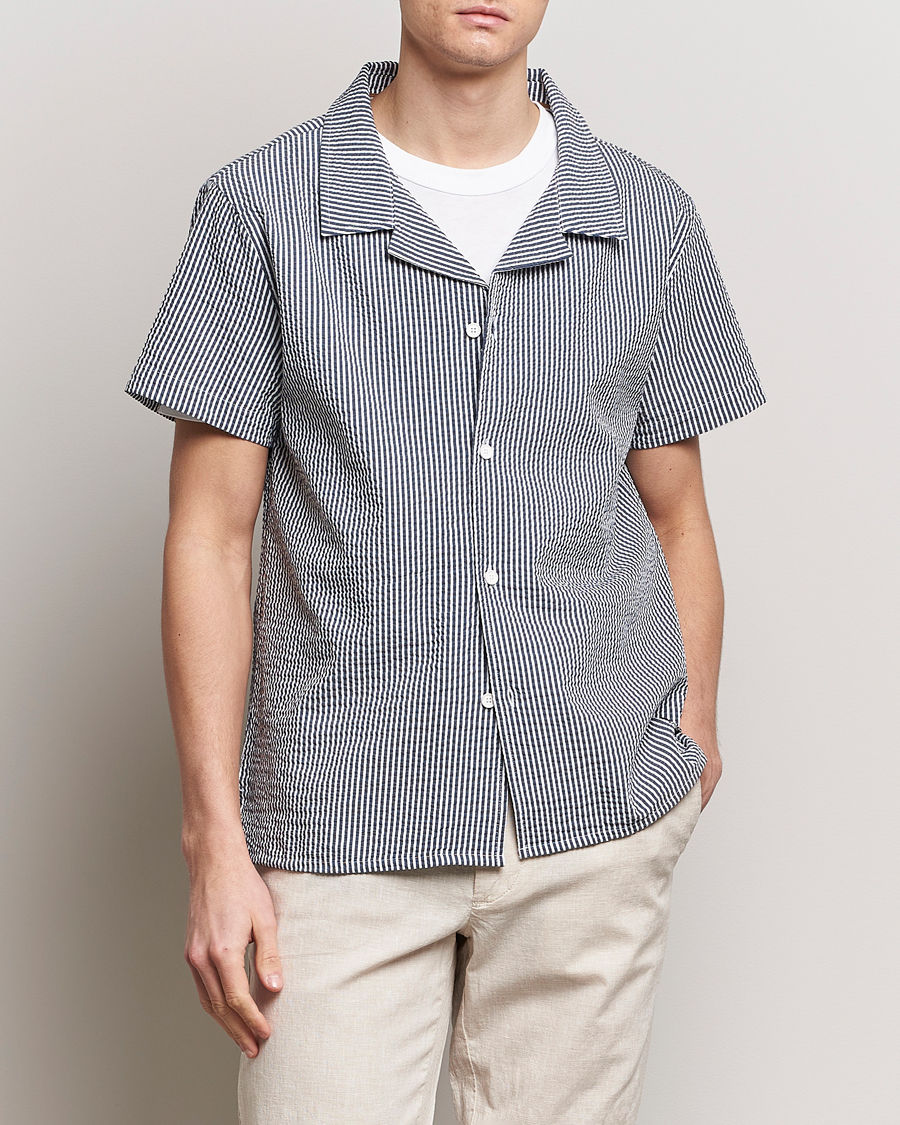Uomini | Camicie | BOSS BLACK | Short Sleeve Open Collar Shirt Navy