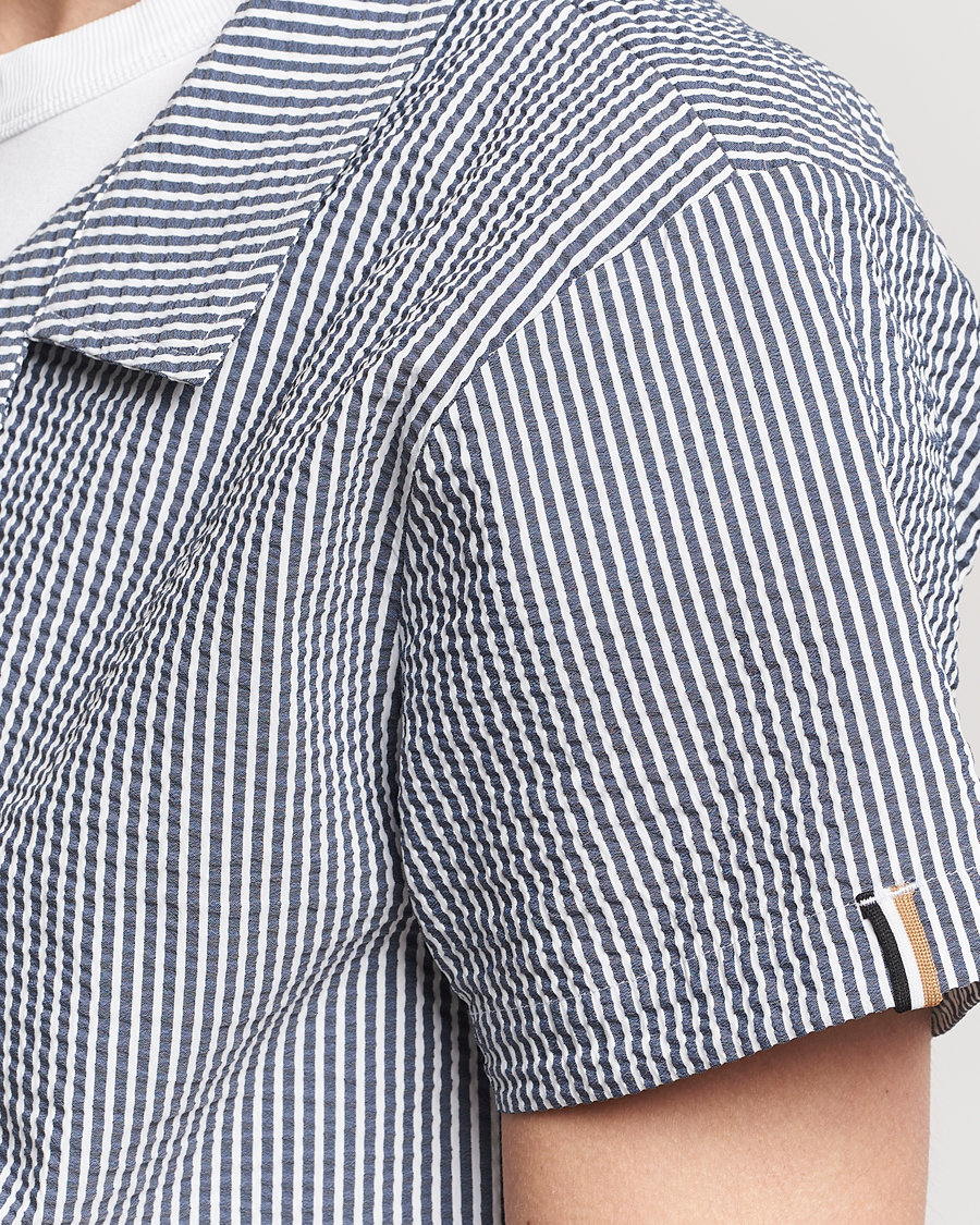Uomini | Camicie | BOSS BLACK | Short Sleeve Open Collar Shirt Navy
