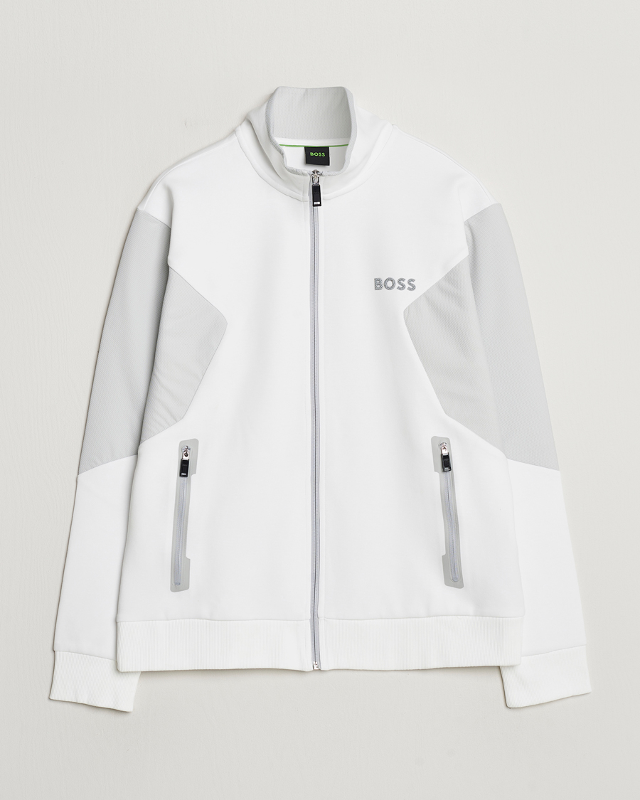 Uomini | Maglieria | BOSS GREEN | Skaz Full Zip Hoodie White
