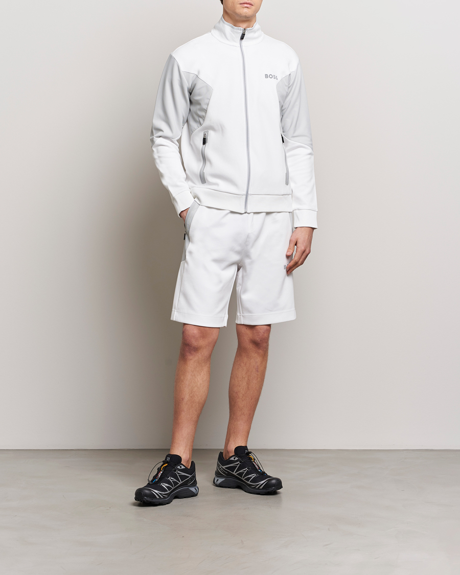 Uomini | Maglieria | BOSS GREEN | Skaz Full Zip Hoodie White