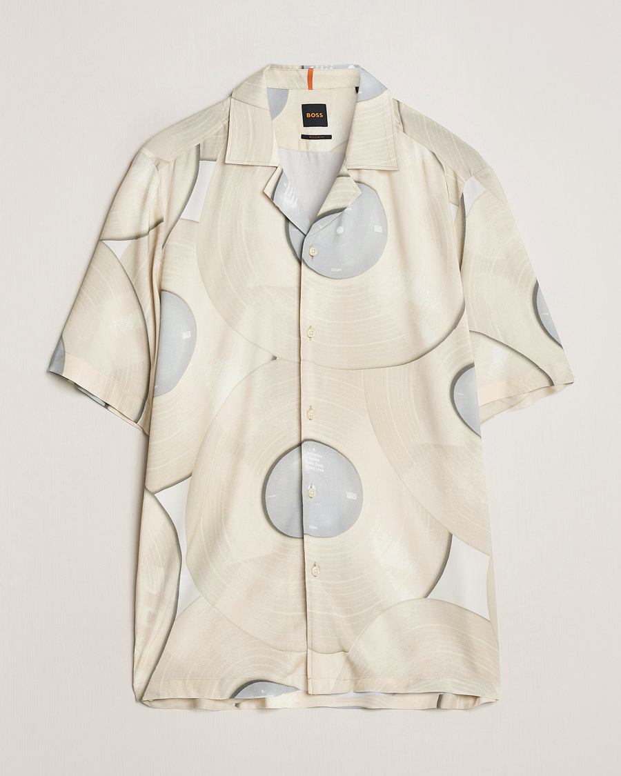 Uomini | Camicie | BOSS ORANGE | Rayer Short Sleeve Printed Shirt Light Beige