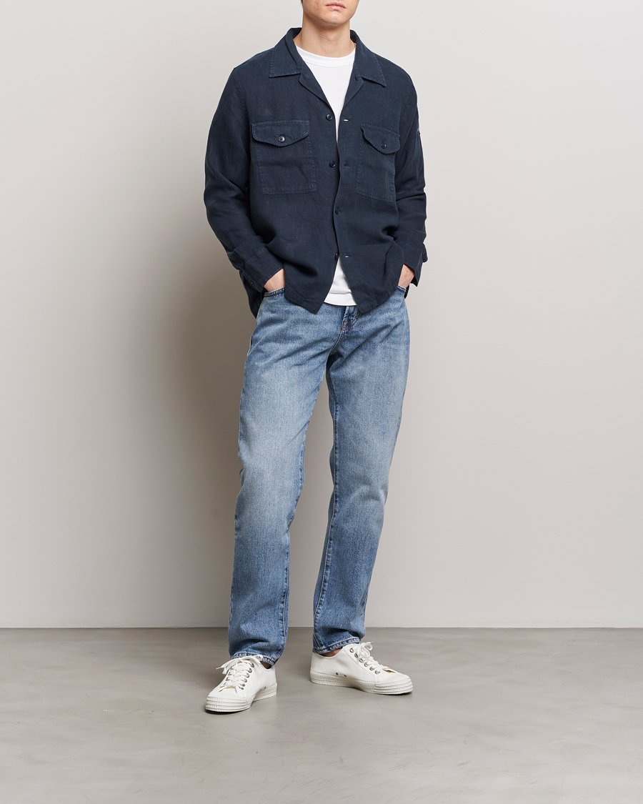 Uomini | Camicie | BOSS ORANGE | Lovel Linen Overshirt Dark Blue