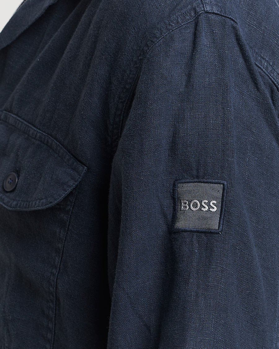 Uomini | Camicie | BOSS ORANGE | Lovel Linen Overshirt Dark Blue