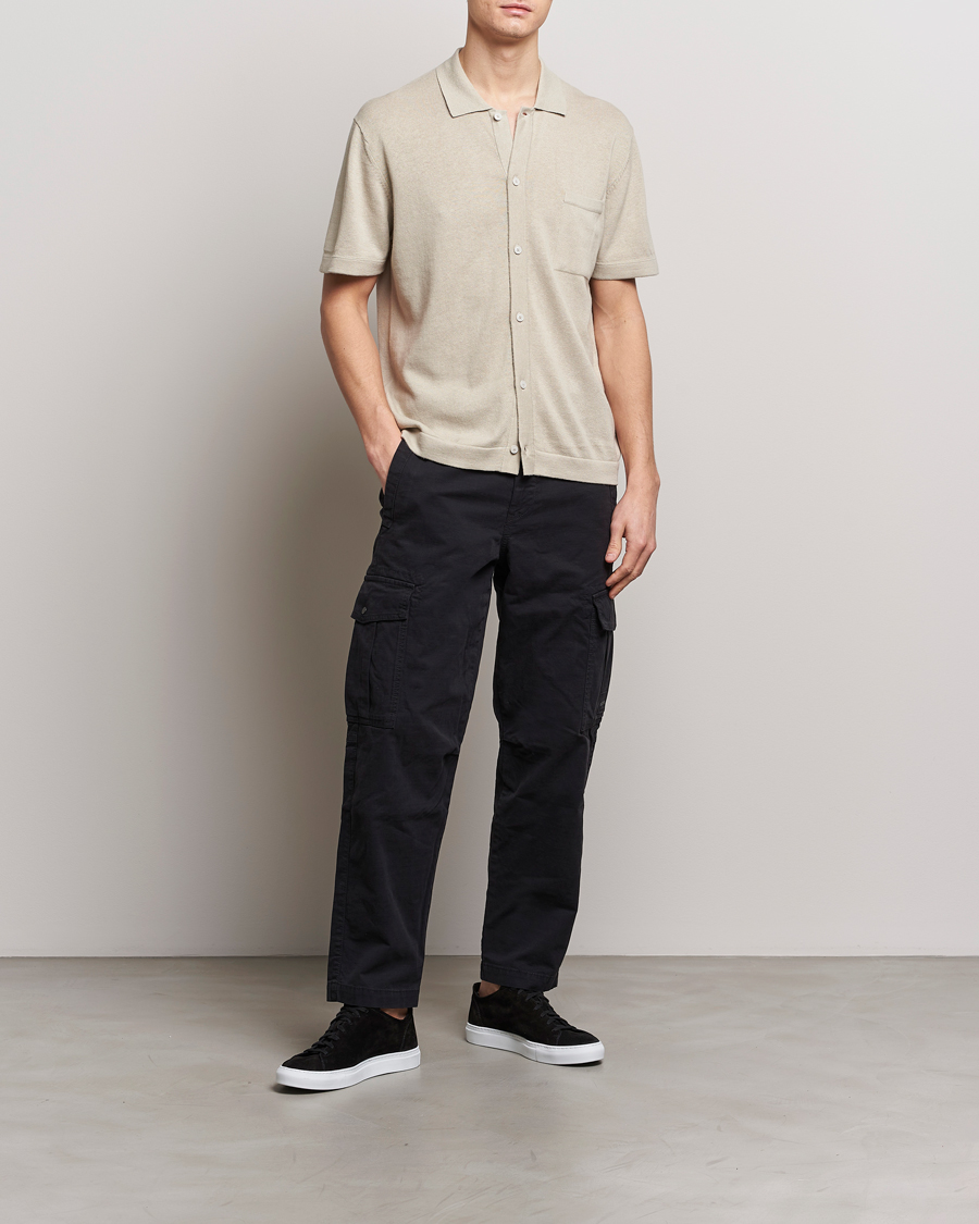 Uomini | Camicie | BOSS ORANGE | Kamiccio Knitted Short Sleeve Shirt Light Beige