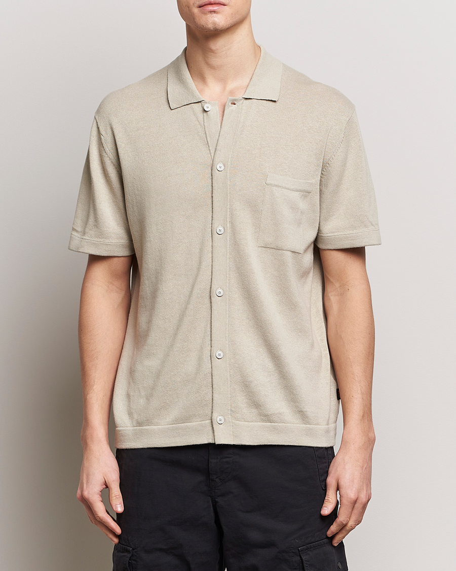 Uomini | Camicie | BOSS ORANGE | Kamiccio Knitted Short Sleeve Shirt Light Beige