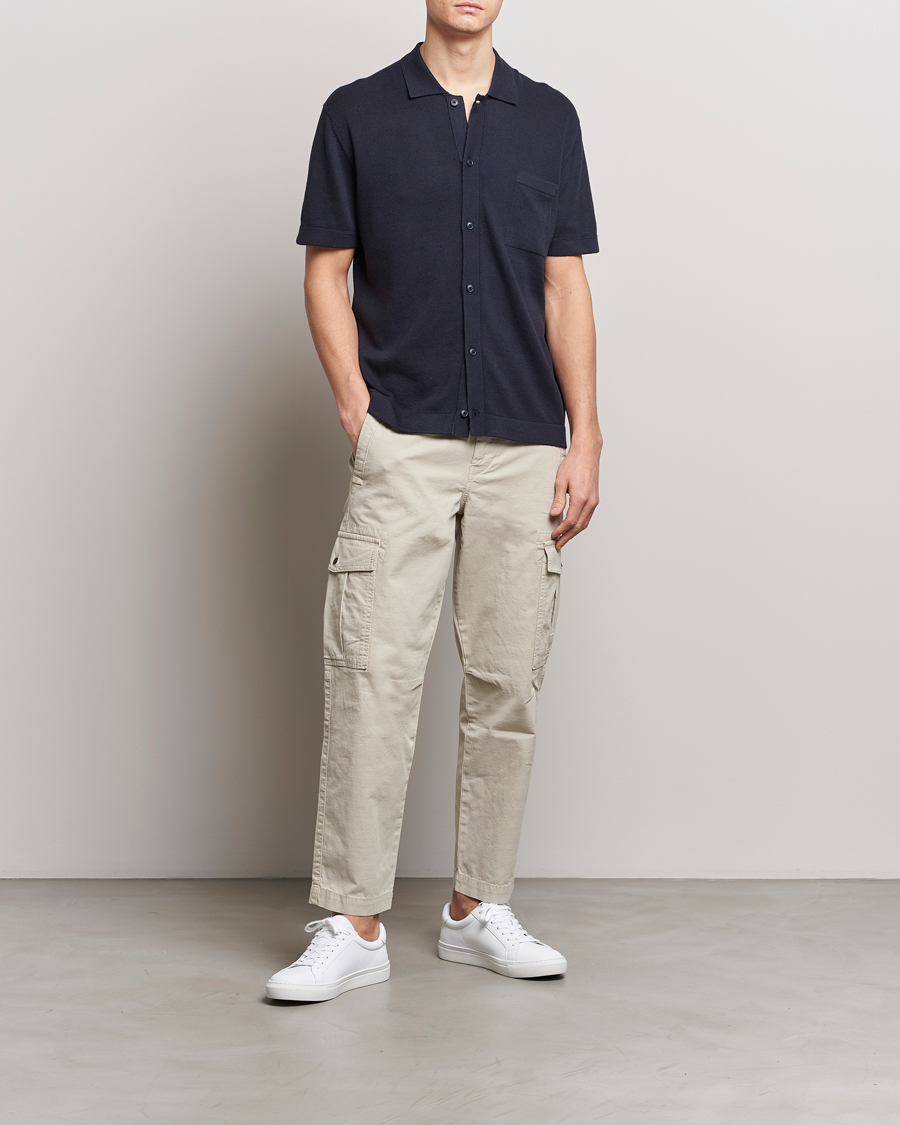 Uomini | Camicie | BOSS ORANGE | Kamiccio Knitted Short Sleeve Shirt Dark Blue