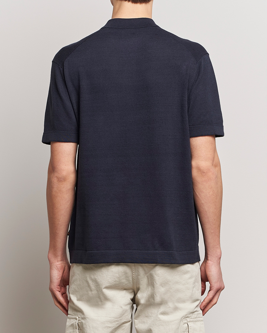 Uomini | Camicie | BOSS ORANGE | Kamiccio Knitted Short Sleeve Shirt Dark Blue