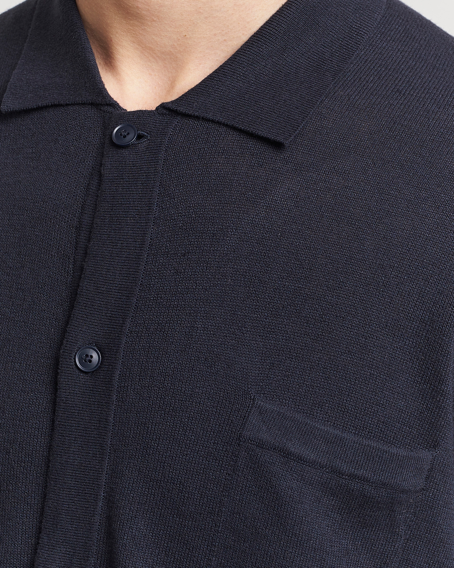Uomini | Camicie | BOSS ORANGE | Kamiccio Knitted Short Sleeve Shirt Dark Blue