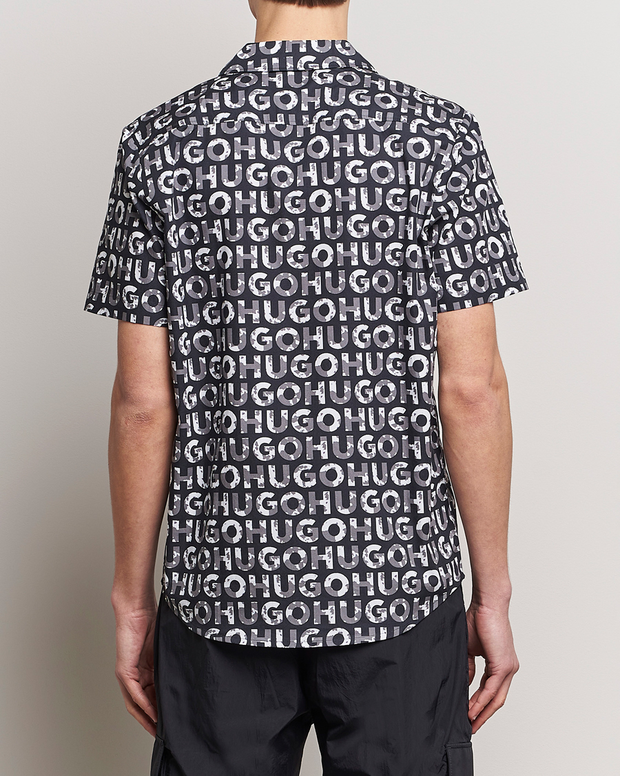 Uomini | Camicie | HUGO | Ellino Short Sleeve Cotton Shirt Black/White
