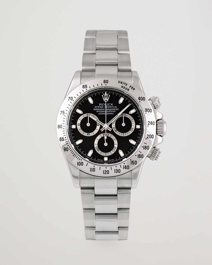 Uomini | Rolex Pre-Owned Daytona Black dial Steel 116520 Silver | Rolex Pre-Owned | Daytona Black dial Steel 116520 Silver