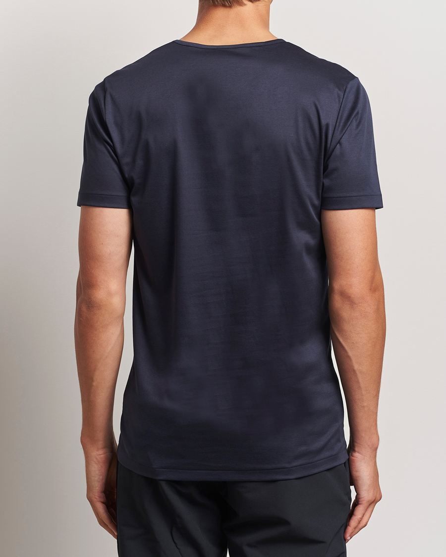 Uomini | T-shirt | Zimmerli of Switzerland | Sea Island Cotton Crew Neck T-shirt Navy