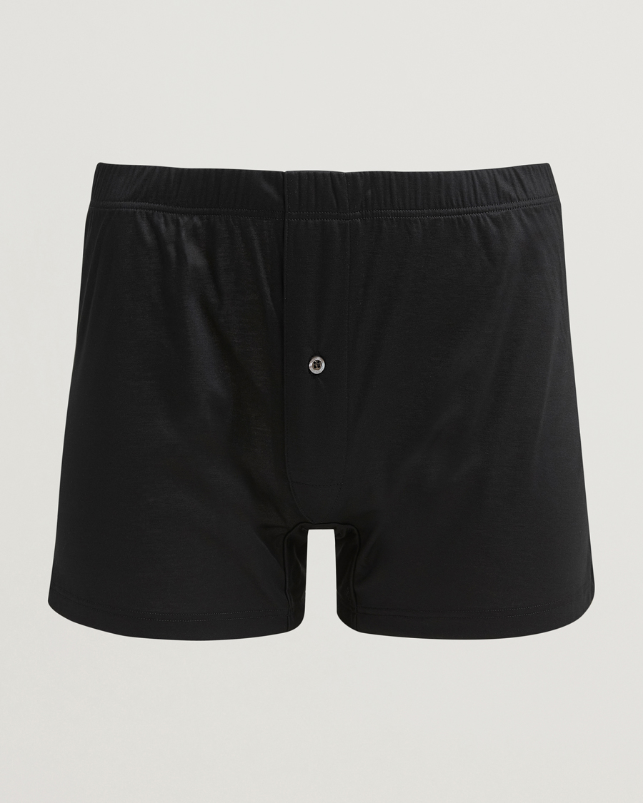 Uomini | Biancheria intima | Zimmerli of Switzerland | Sea island Cotton Boxer Shorts Black