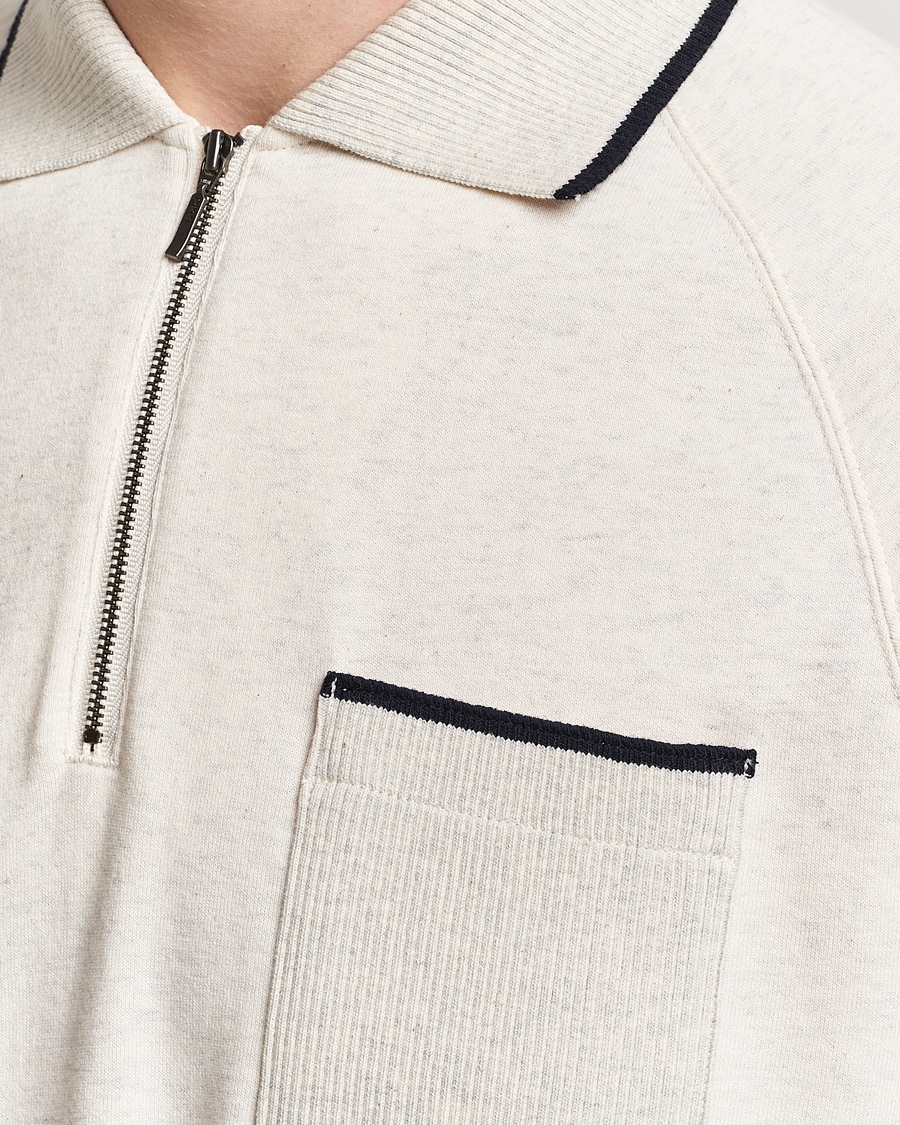 Uomini | Polo | BEAMS PLUS | Half Zip Light Fleece Polo Oatmeal
