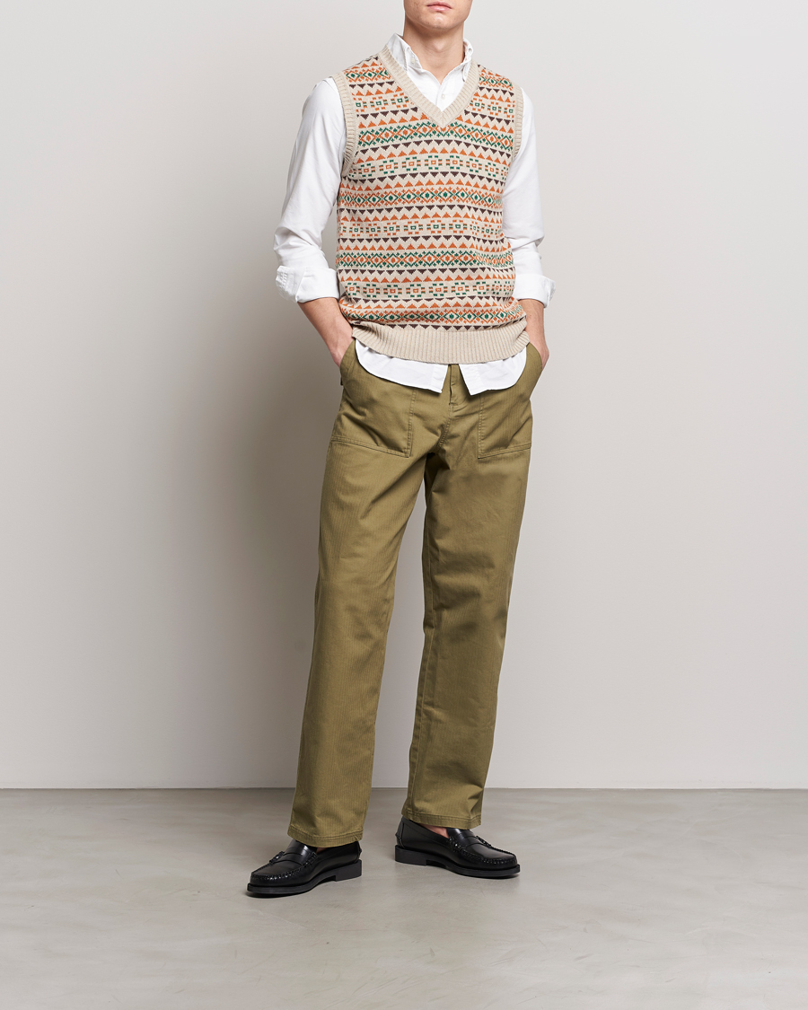 Uomini | Maglieria | BEAMS PLUS | Fairisle Knit Vest Beige