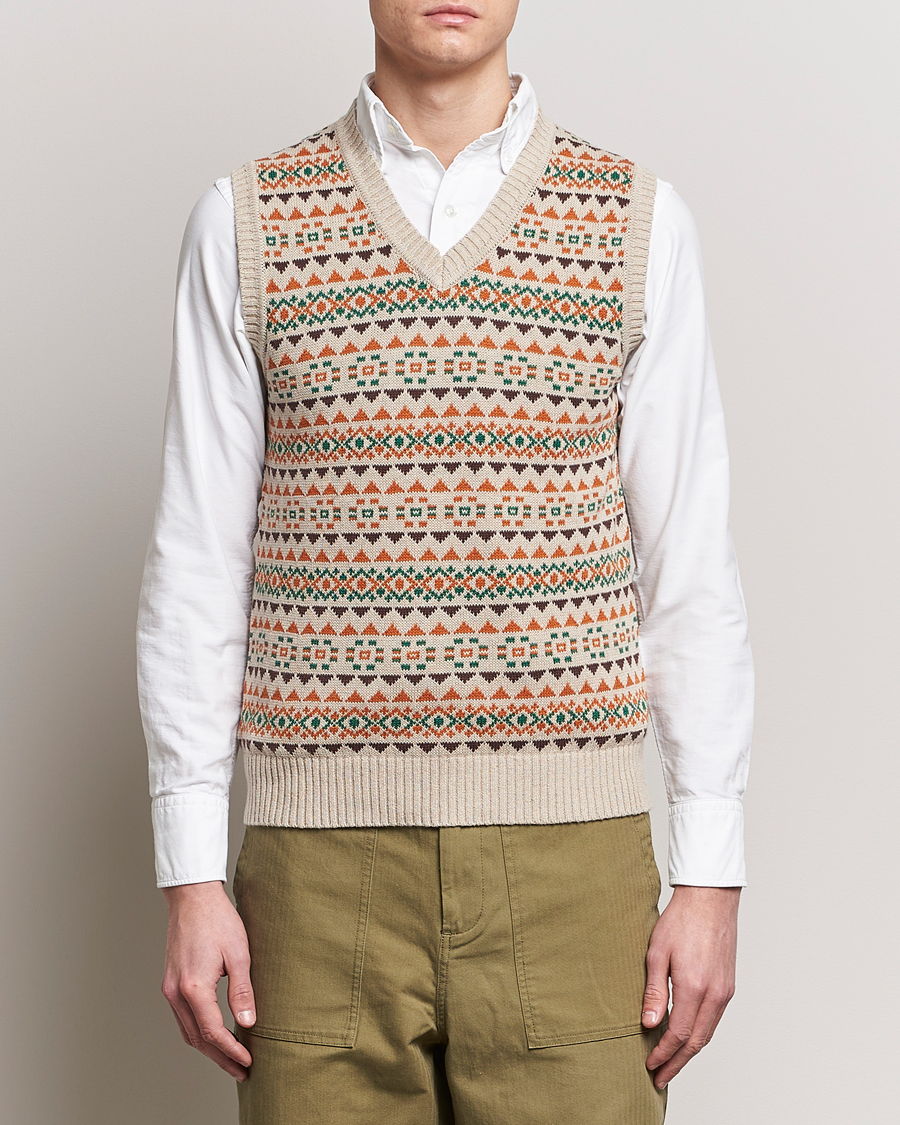 Uomini | Maglieria | BEAMS PLUS | Fairisle Knit Vest Beige