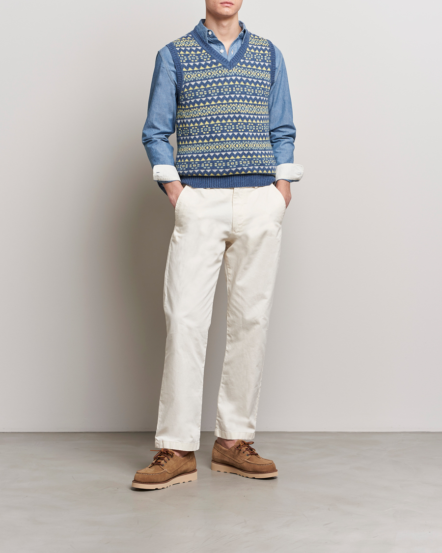 Uomini | Maglieria | BEAMS PLUS | Fairisle Knit Vest Blue