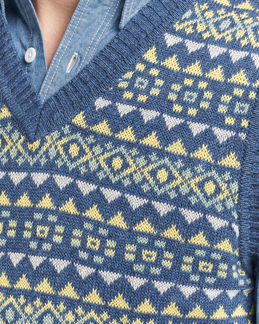 Uomini | Maglieria | BEAMS PLUS | Fairisle Knit Vest Blue