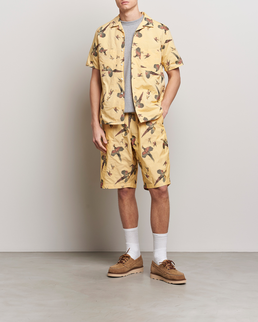 Uomini | Camicie | BEAMS PLUS | Duck Jacquard Camp Collar Shirt Yellow