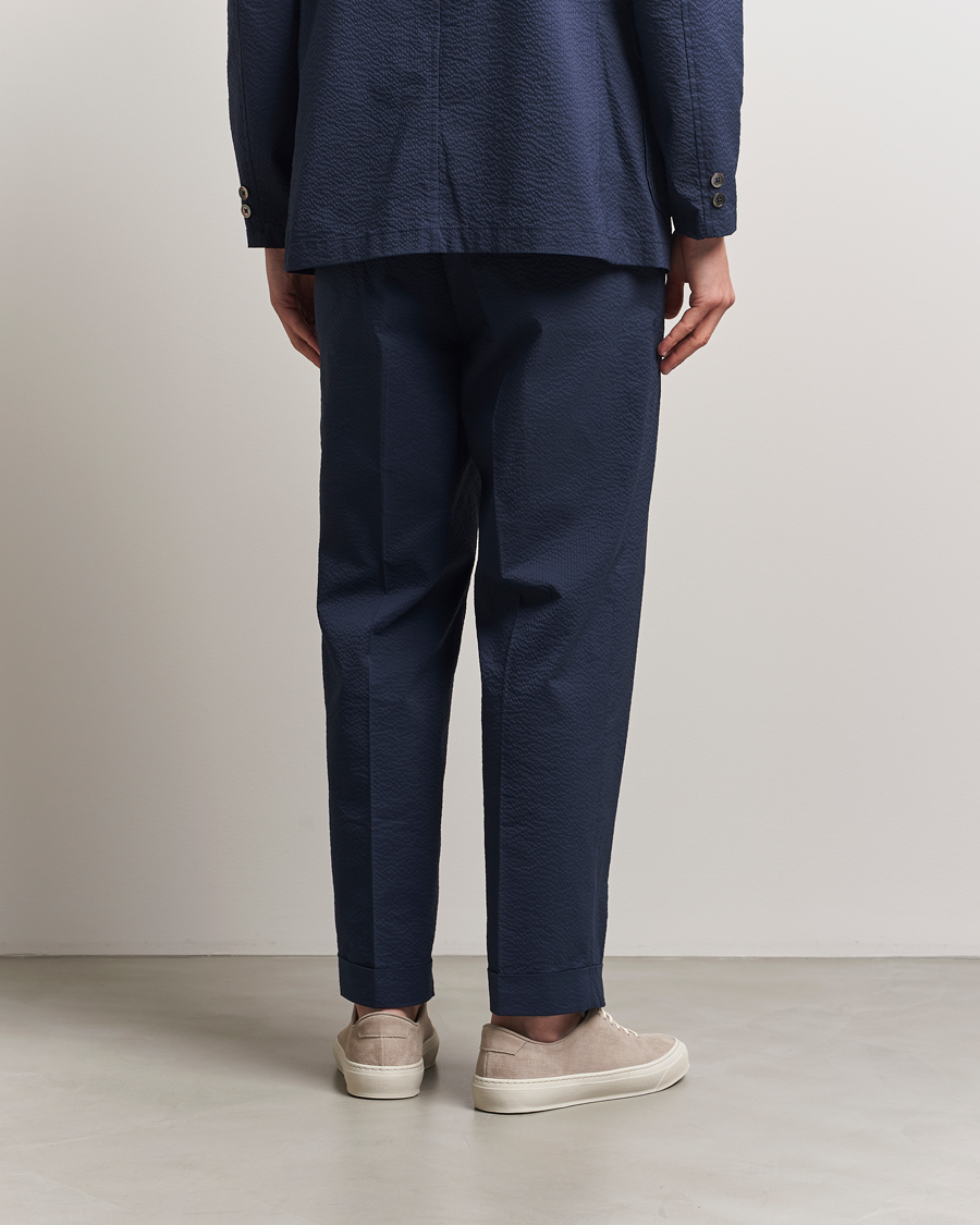 Uomini | Pantaloni | BEAMS PLUS | Seersucker Ivy Trousers Navy