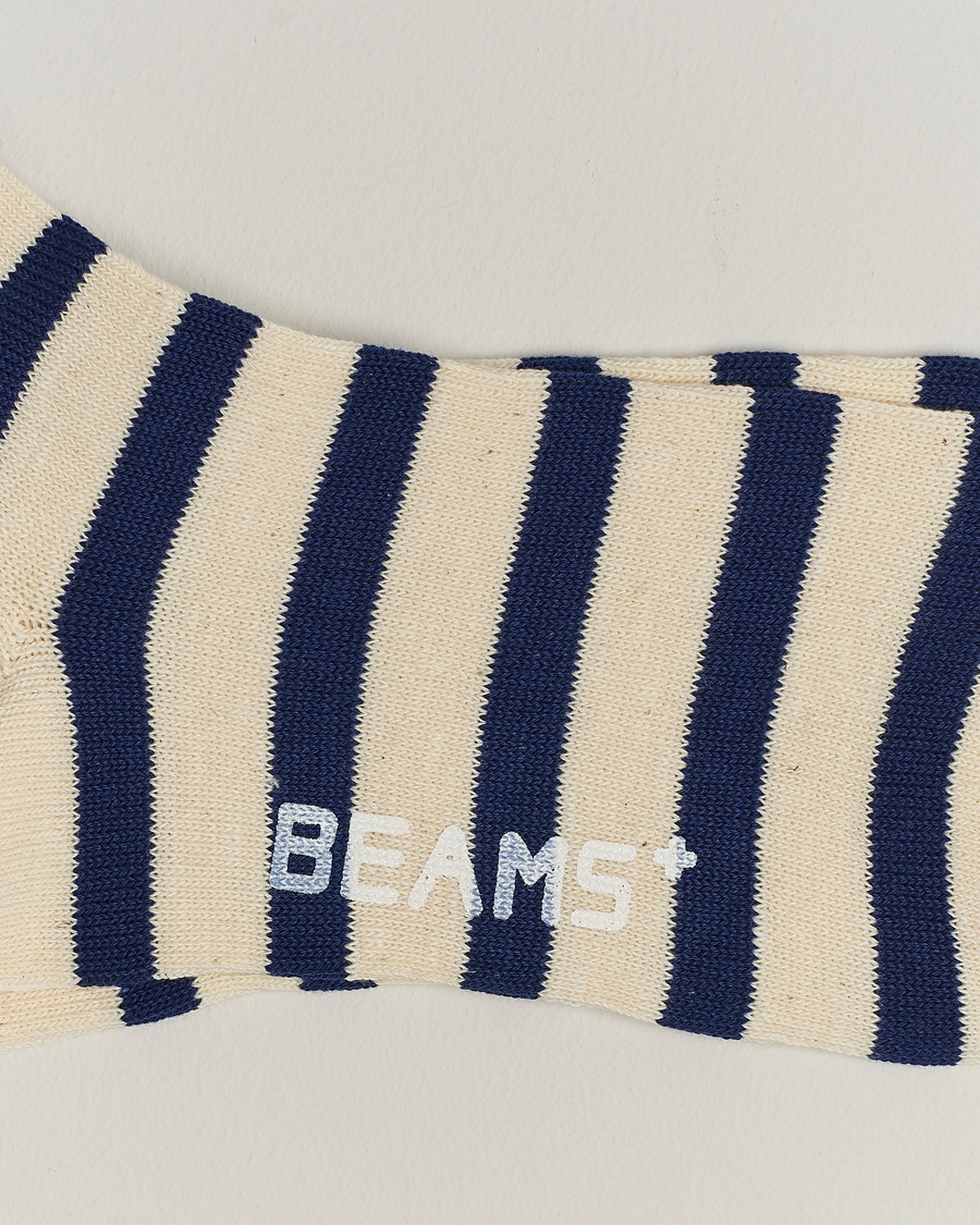 Uomini | Fazzoletti da taschino | BEAMS PLUS | BEAMS PLUS2 Tone Stripe SocksWhite/Navy