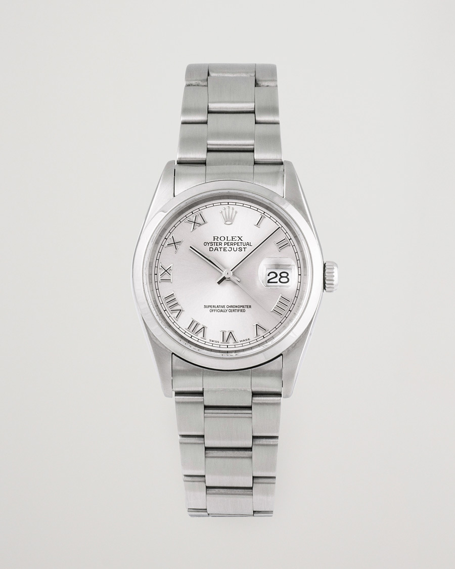 Uomini | Rolex Pre-Owned Datejust 16200 Oystert Perpetual Steel Silver | Rolex Pre-Owned | Datejust 16200 Oystert Perpetual Steel Silver