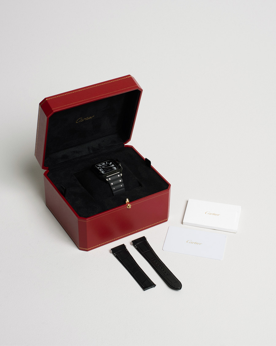 Uomini | Cartier Pre-Owned Santos De Cartier Steel WSSA0039 Black | Cartier Pre-Owned | Santos De Cartier Steel WSSA0039 Black