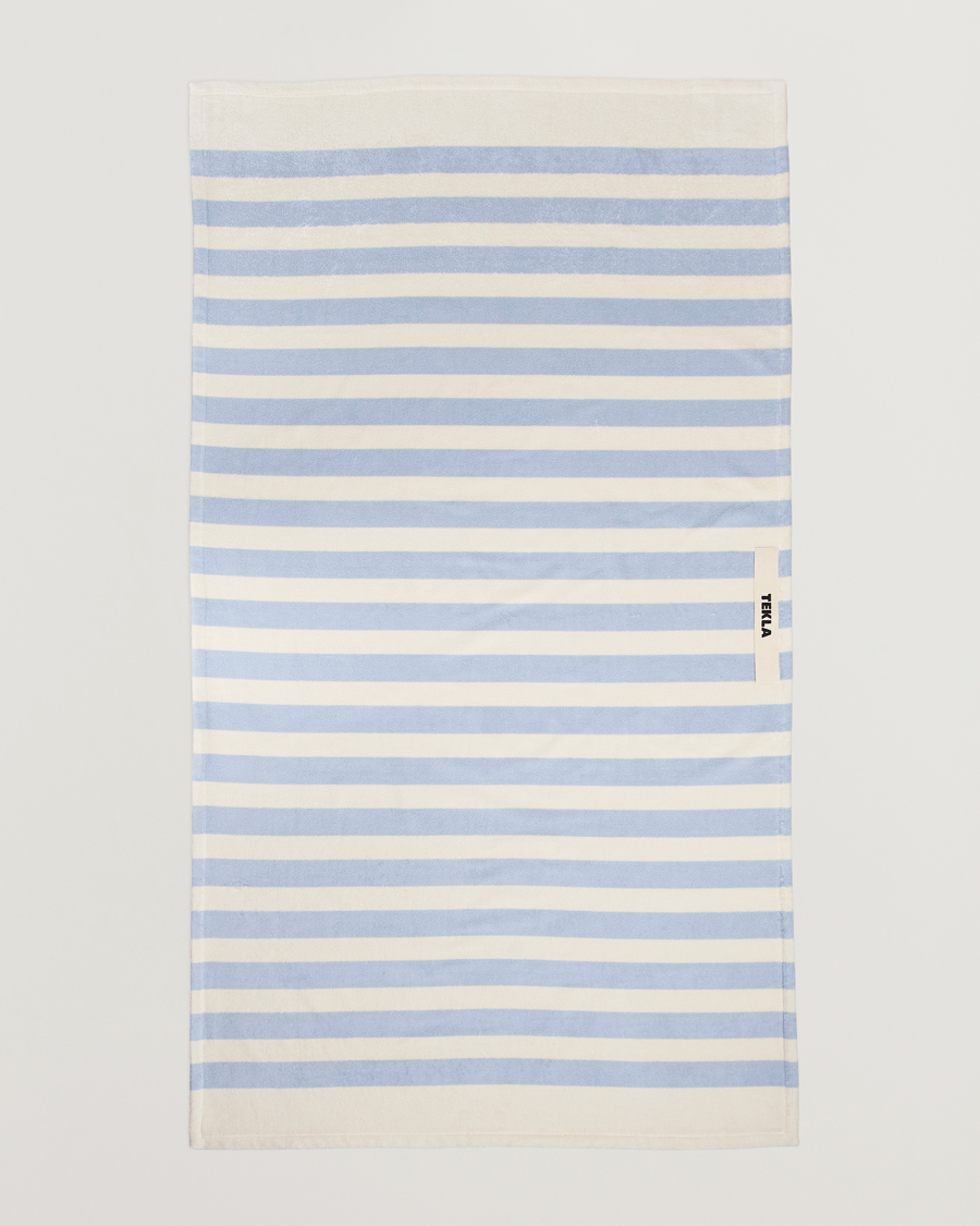 Uomini | Tekla Organic Terry Beach Towel Isle Blue Stripes | Tekla | Organic Terry Beach Towel Isle Blue Stripes