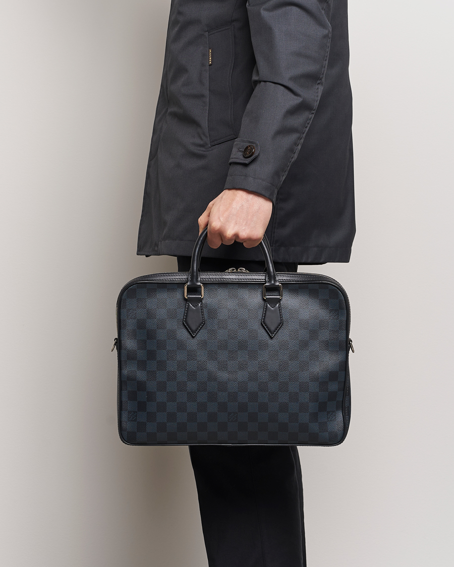 Uomini | Louis Vuitton Pre-Owned Dandy Slim Briefcase Damier Navy | Louis Vuitton Pre-Owned | Dandy Slim Briefcase Damier Navy