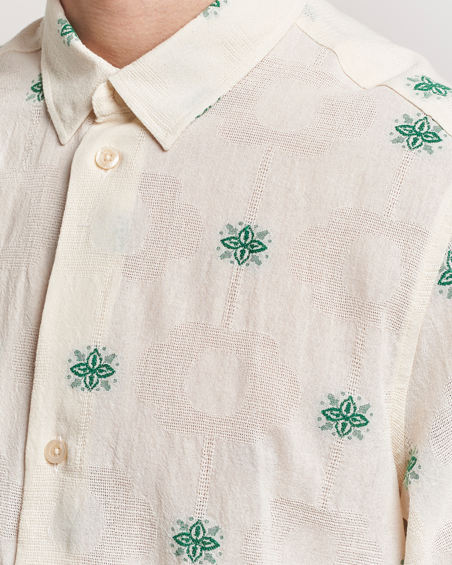 Uomini | Camicie | LES DEUX | Ira Short Sleeve Embroidery Cotton Shirt Ivory