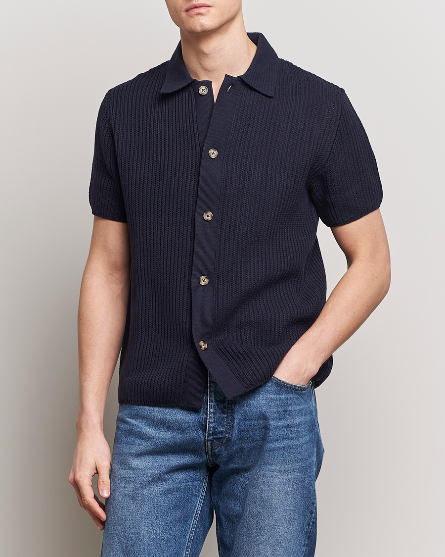 Uomini | Camicie | LES DEUX | Gustavo Knitted Shirt Dark Navy