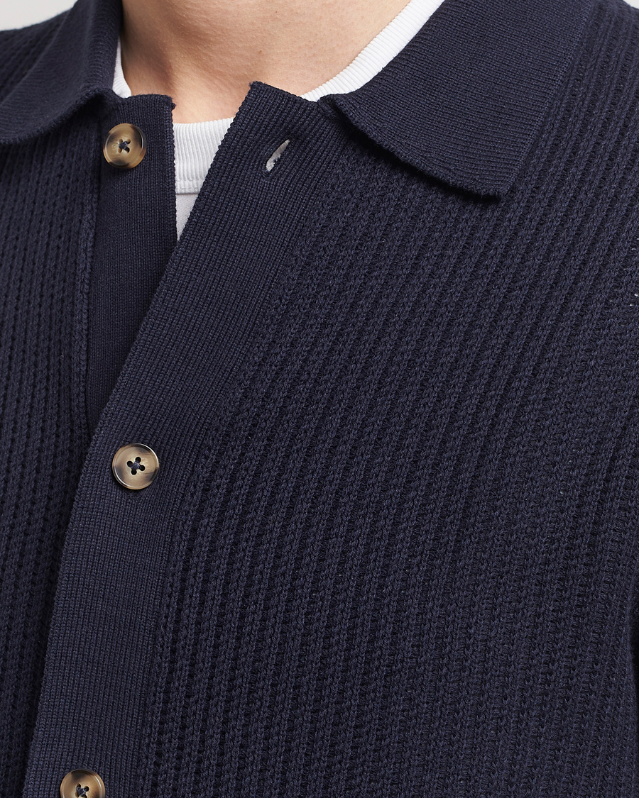 Uomini | Camicie | LES DEUX | Gustavo Knitted Shirt Dark Navy