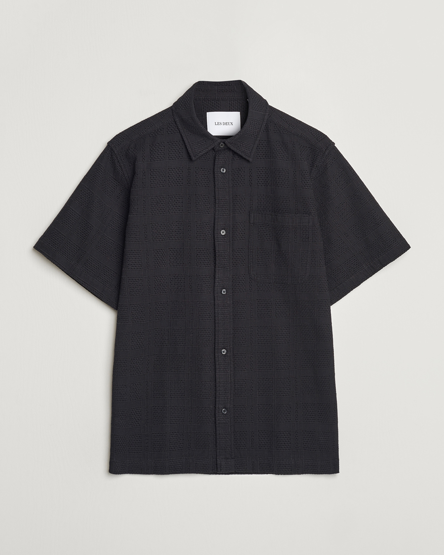 Uomini | Camicie | LES DEUX | Charlie Short Sleeve Knitted Shirt Black