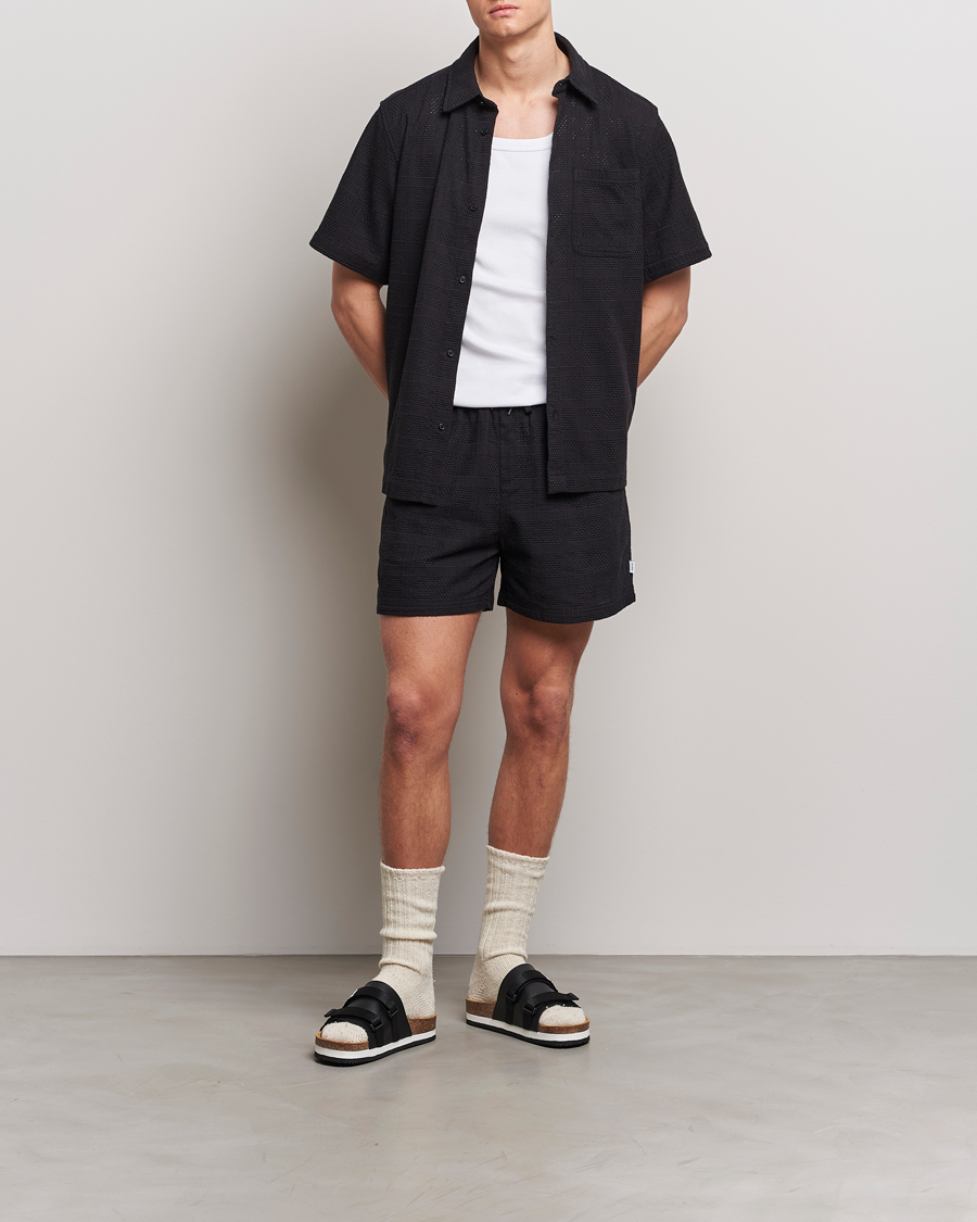 Uomini | Camicie | LES DEUX | Charlie Short Sleeve Knitted Shirt Black