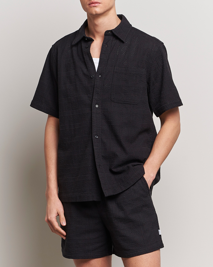 Uomini | Camicie | LES DEUX | Charlie Short Sleeve Knitted Shirt Black