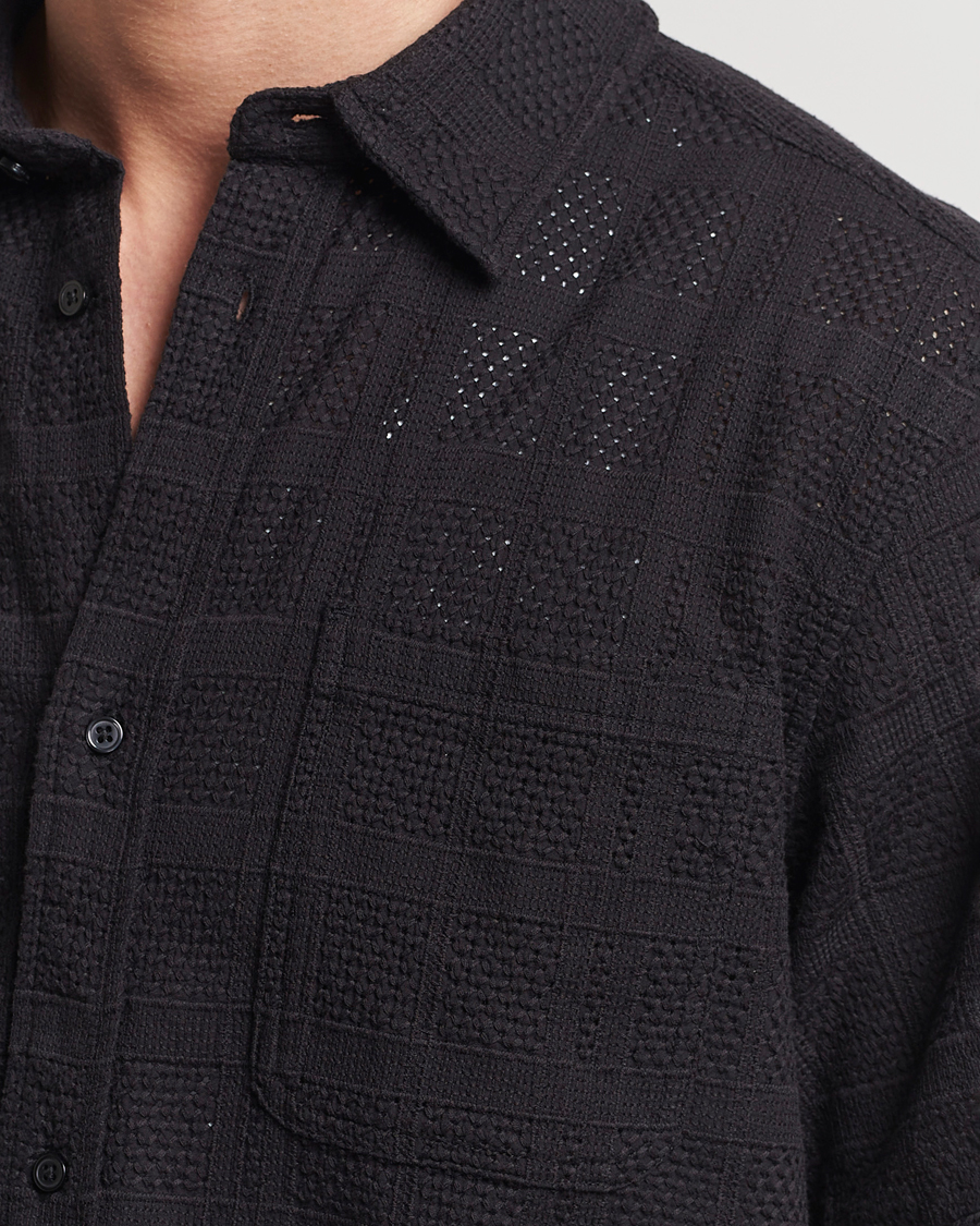 Uomini | Camicie | LES DEUX | Charlie Short Sleeve Knitted Shirt Black