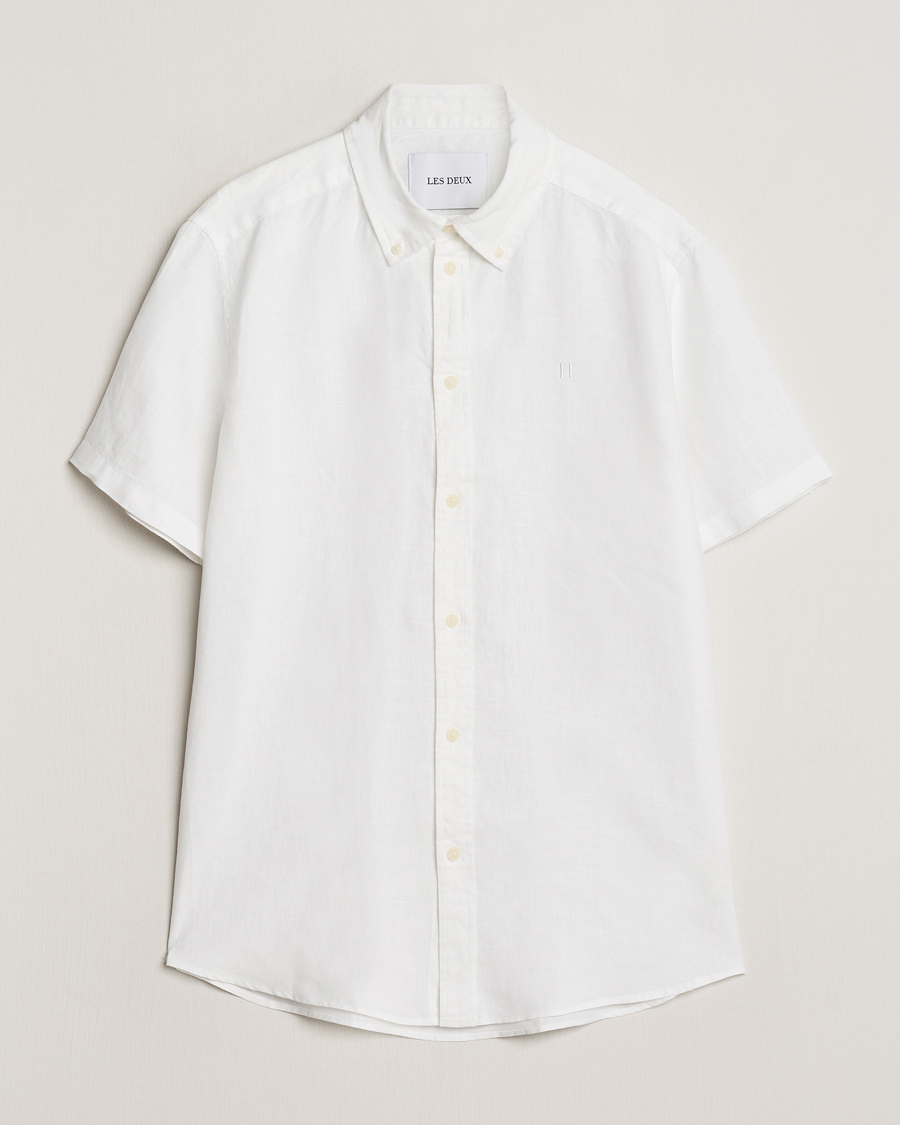 Uomini | Camicie | LES DEUX | Kris Short Sleeve Linen Shirt White