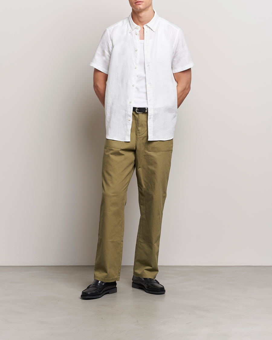 Uomini | Camicie | LES DEUX | Kris Short Sleeve Linen Shirt White