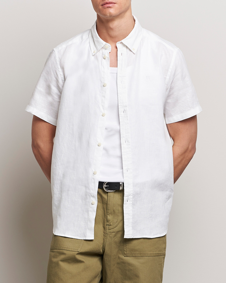 Uomini | Camicie | LES DEUX | Kris Short Sleeve Linen Shirt White
