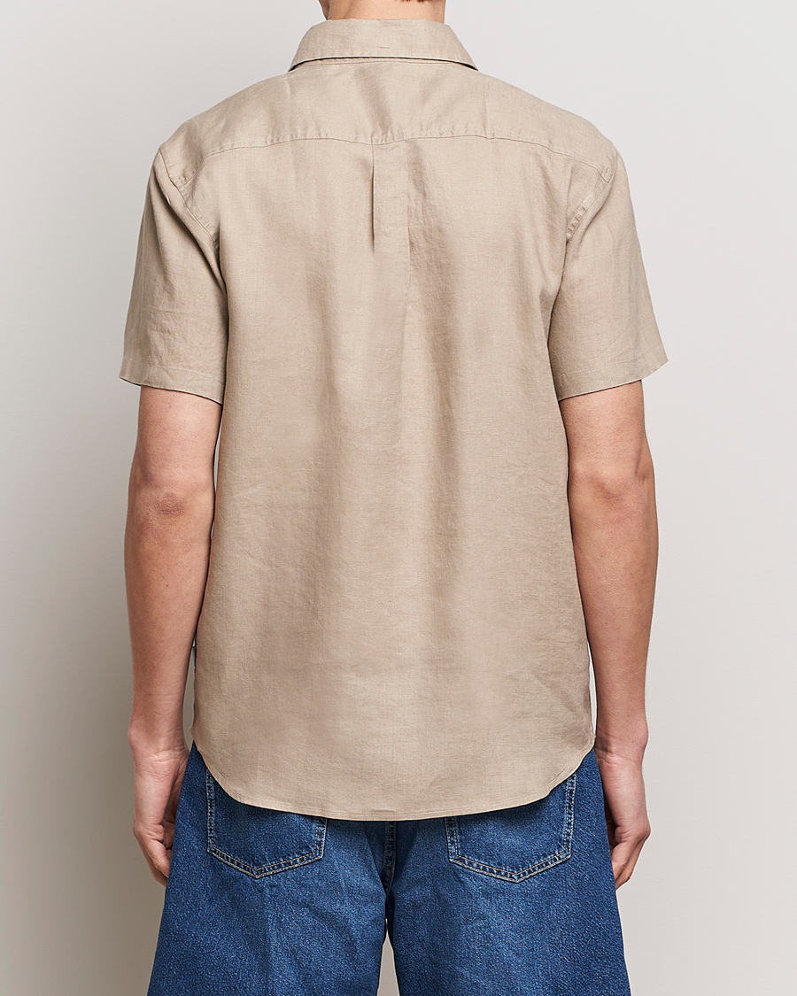 Uomini | Camicie | LES DEUX | Kris Short Sleeve Linen Shirt Dark Sand