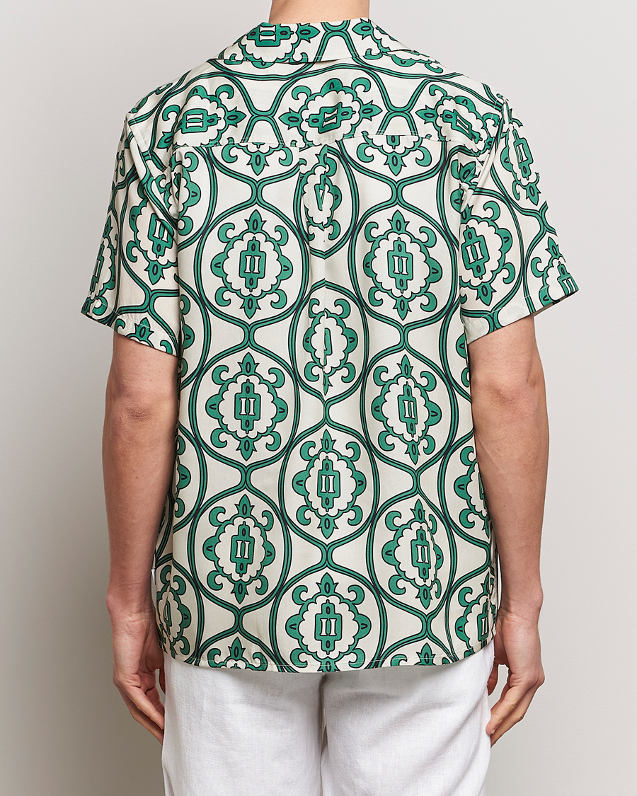 Uomini | Camicie | LES DEUX | Ornament Print Tencel Shirt Ivory/Green