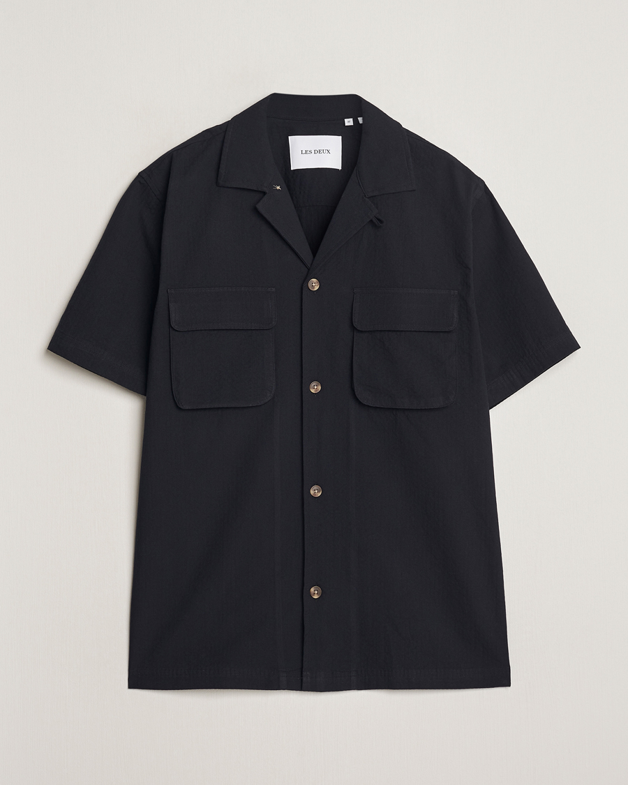 Uomini | Camicie | LES DEUX | Osmund Seersucker Shirt Black
