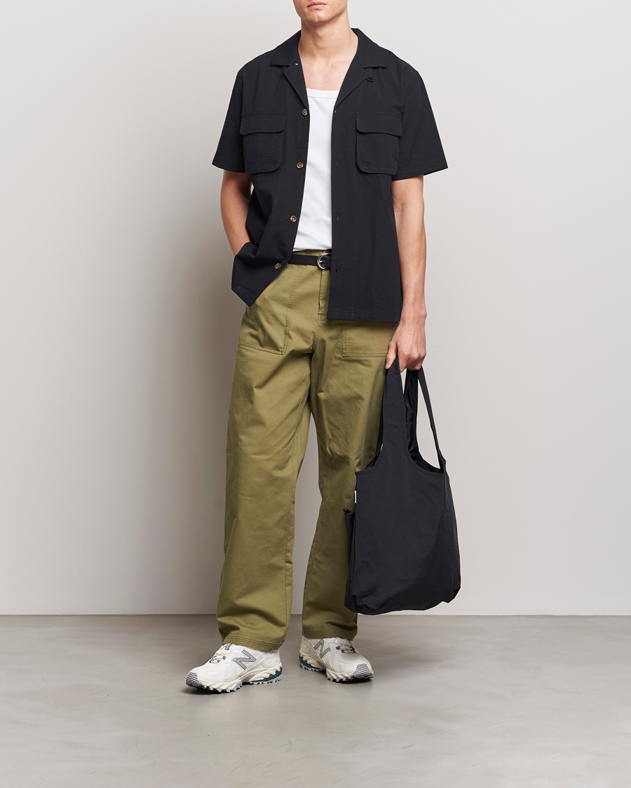 Uomini | Camicie | LES DEUX | Osmund Seersucker Shirt Black