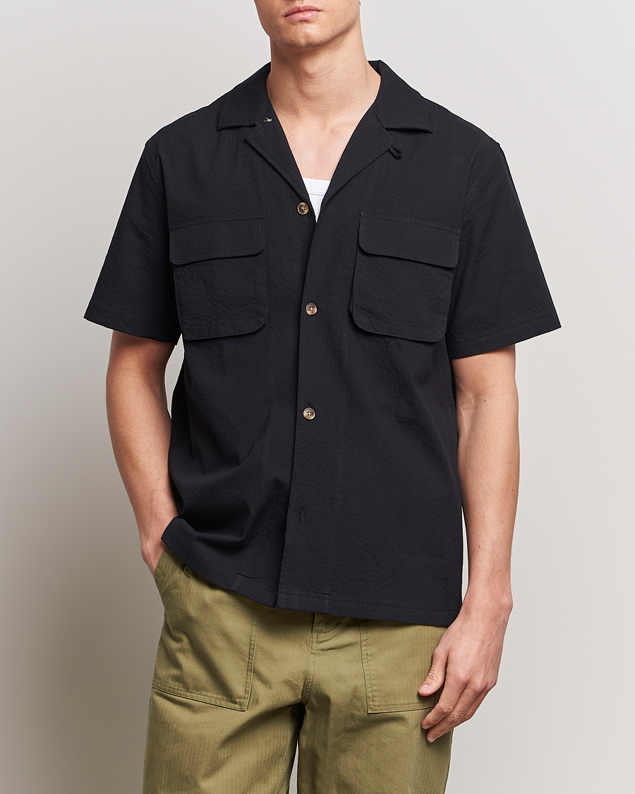 Uomini | Camicie | LES DEUX | Osmund Seersucker Shirt Black
