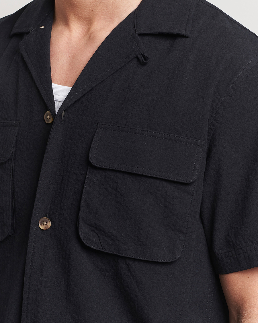 Uomini | Camicie | LES DEUX | Osmund Seersucker Shirt Black