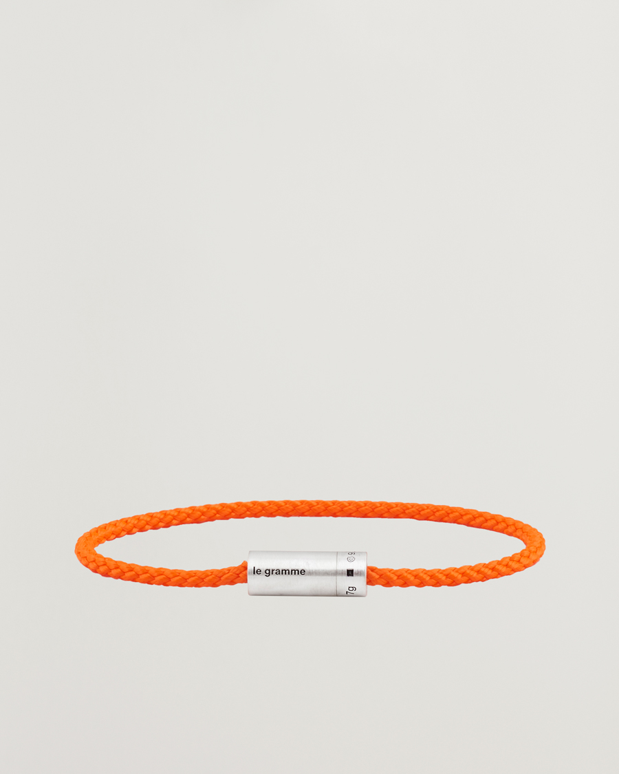 Uomini | Gioielli | LE GRAMME | Nato Cable Brushed Bracelet Orange/Sterling Silver 7g