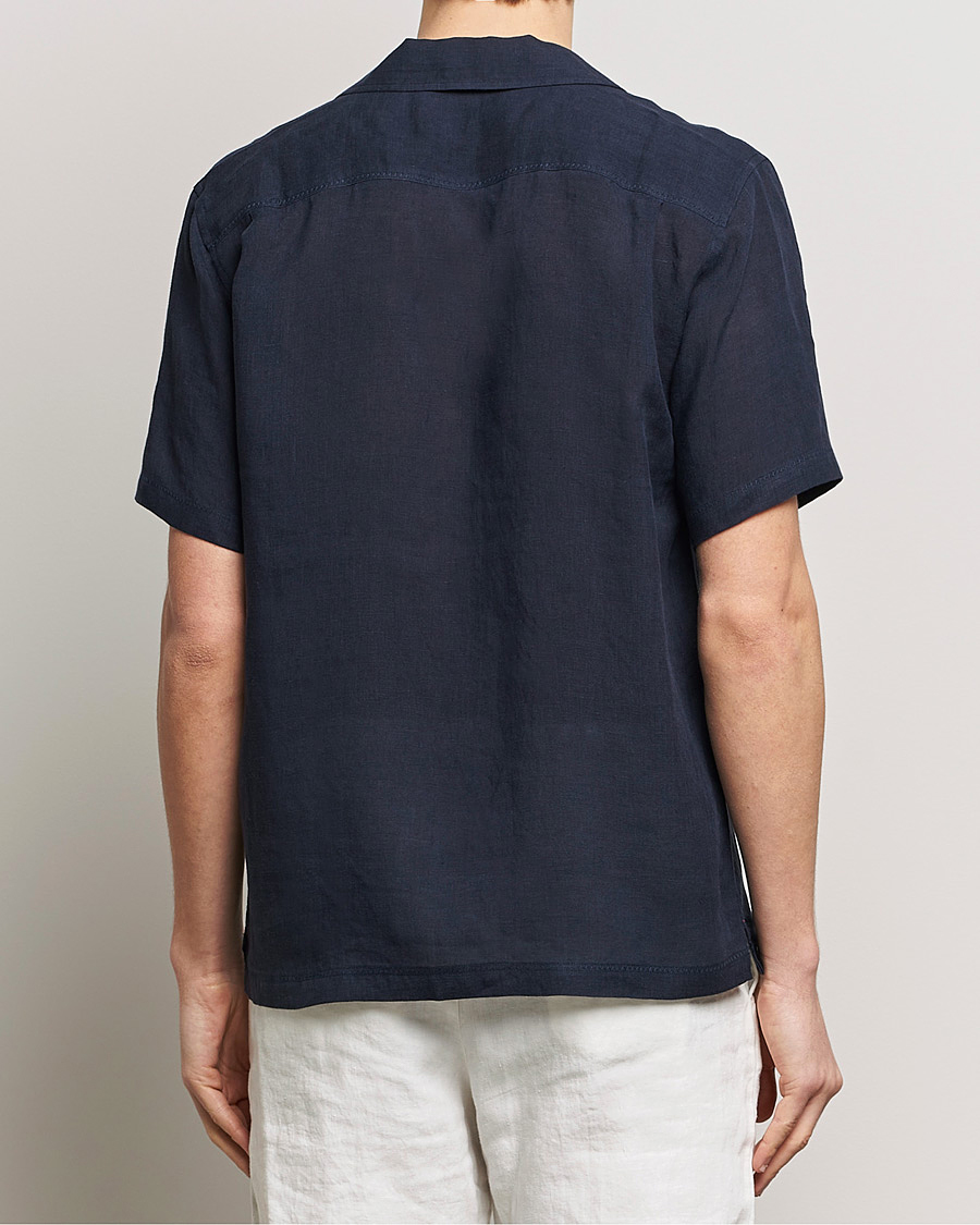 Uomini | Camicie | Orlebar Brown | Maitan Short Sleeve Linen Shirt Night Iris
