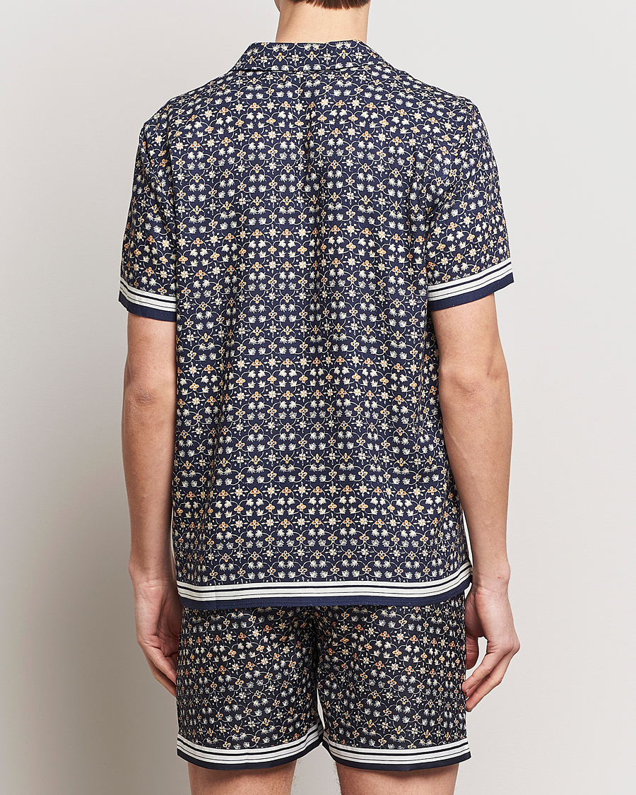 Uomini | Camicie | Orlebar Brown | Hibbert Fiore Viscose/Linen Printed Shirt Night Iris